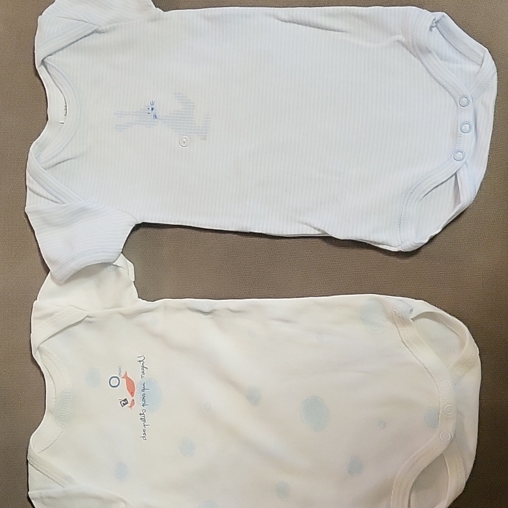 Bundle of 2 PETIT BATEAU Cotton Body Suits Onesies Sz 3 Months NWOT FRANCE 🇫🇷